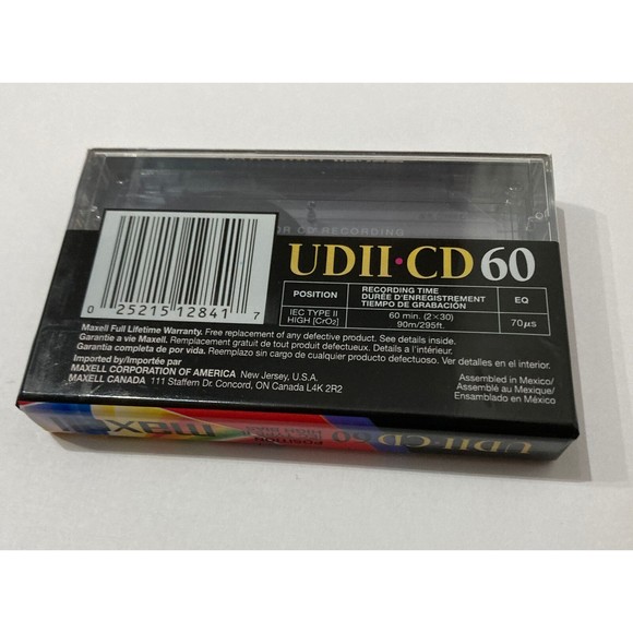 NEW & SEALED 2 MAXELL UD II CD 60 MIN HIGH BIAS CrO2 Audio Cassette Tapes Chrome - Picture 3 of 12
